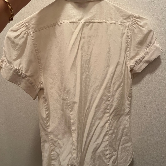 Silk Cotton Blouse with Peter Pan Collar and Puff Sleeves - Picture 3 of 3